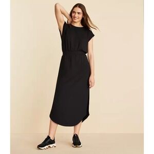 Loft Lou & Grey Scubasoft Midi Pocket Dress Black Travel Capsule Womens Medium